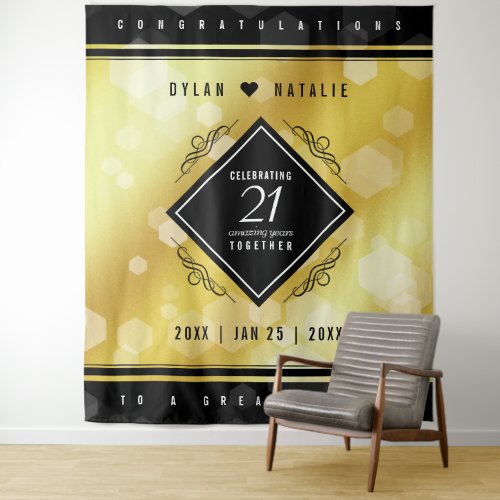 Elegant 21st Brass Wedding Anniversary Celebration Tapestry