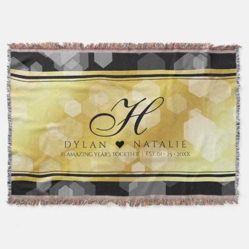 Elegant 21st Brass Wedding Anniversary Celebration Throw Blanket