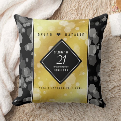 Elegant 21st Brass Wedding Anniversary Celebration Throw Pillow