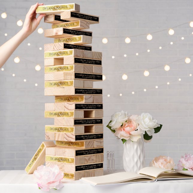 Elegant 21st Brass Wedding Anniversary Celebration Topple Tower (Wedding)
