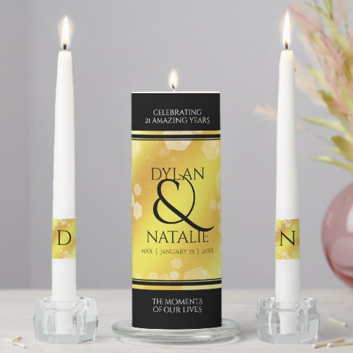 Elegant 21st Brass Wedding Anniversary Celebration Unity Candle Set