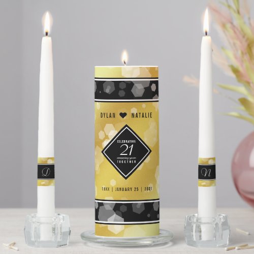 Elegant 21st Brass Wedding Anniversary Celebration Unity Candle Set