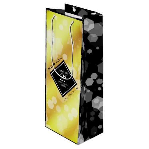 Elegant 21st Brass Wedding Anniversary Celebration Wine Gift Bag