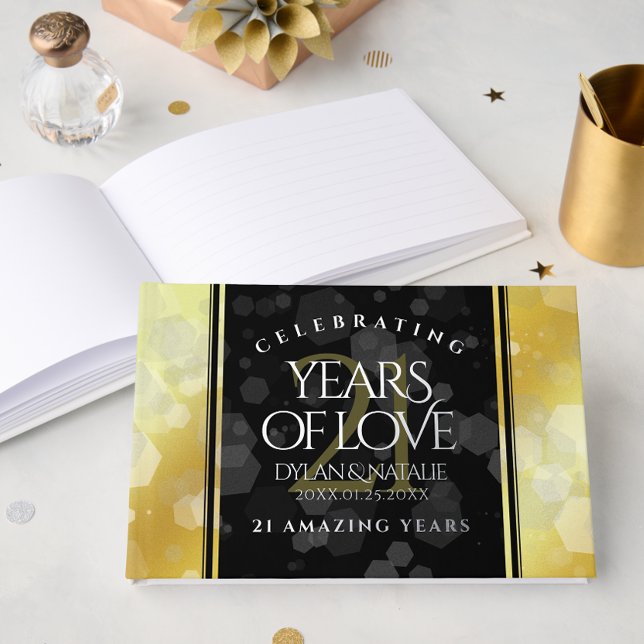 Elegant 21st Brass Wedding Anniversary Foil Guest Book (Elegant 21st Brass Wedding Anniversary Foil Guest Book Cover Photo)
