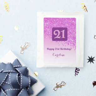Elegant 21st Tea Birthday Party Pink Glitter Bag Drink Mix