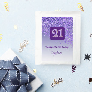 Elegant 21st Tea Birthday Party Purple Glitter Bag Drink Mix