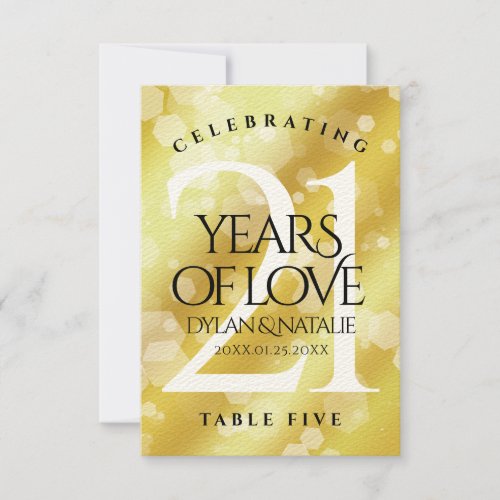 Elegant 21st Wedding Anniversary Table Card