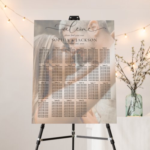 Elegant 220 Person Photo Wedding Seating Chart   Foam Board