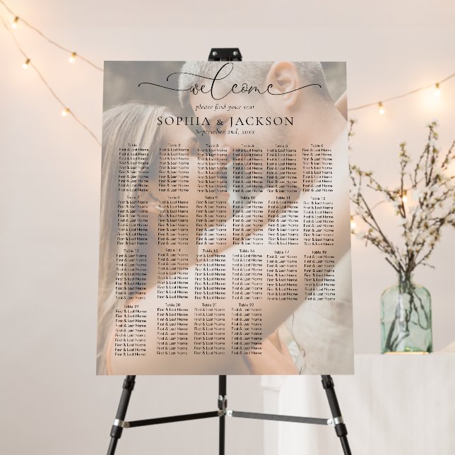 Elegant 220 Person Photo Wedding Seating Chart   Foam Board (In Situ (Stand))