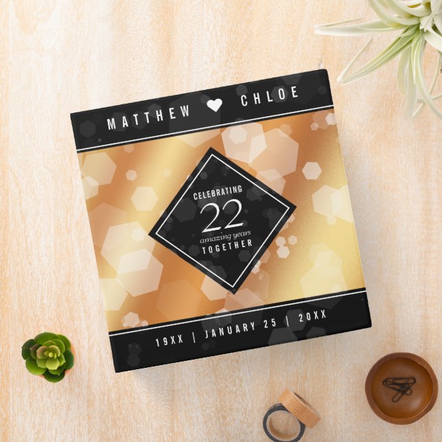 Elegant 22nd Copper Wedding Anniversary 3 Ring Binder (In Situ)