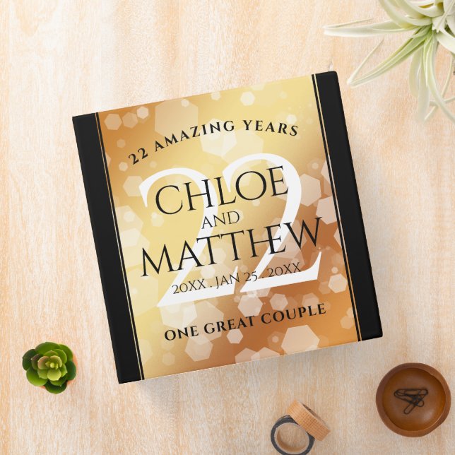 Elegant 22nd Copper Wedding Anniversary 3 Ring Binder (In Situ)