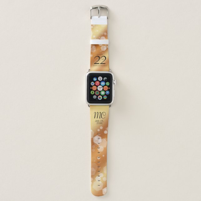 Elegant 22nd Copper Wedding Anniversary Apple Watch Band (Front)