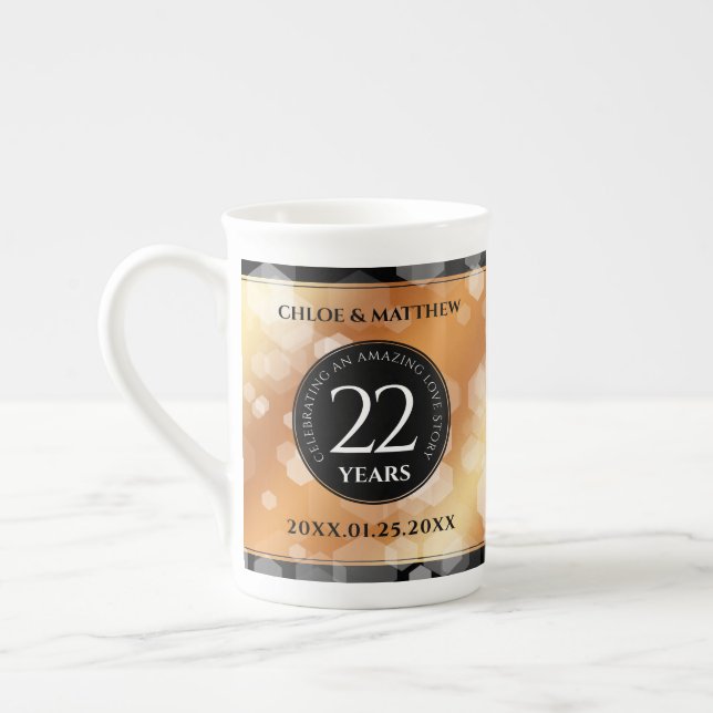 Elegant 22nd Copper Wedding Anniversary Bone China Mug (Left)