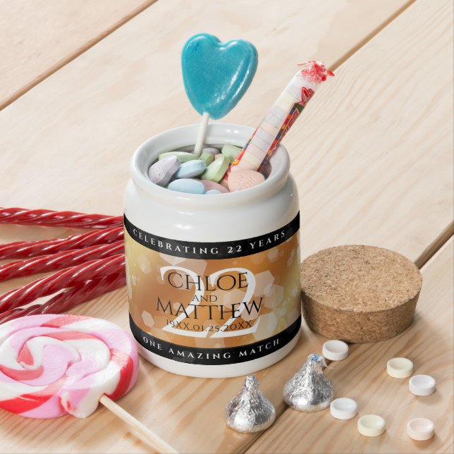 Elegant 22nd Copper Wedding Anniversary Candy Jar (In Situ)