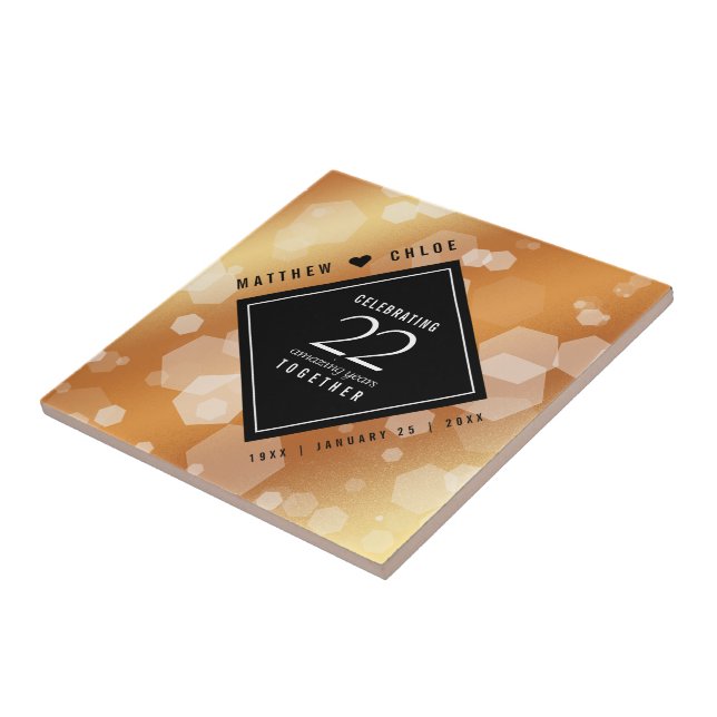Elegant 22nd Copper Wedding Anniversary Ceramic Tile (Side)