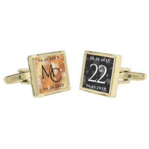 Elegant 22nd Copper Wedding Anniversary Cufflinks