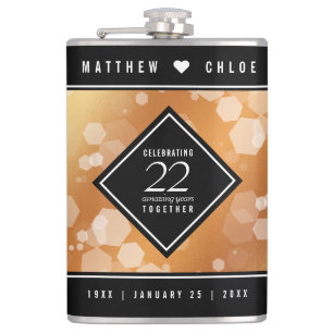 Elegant 22nd Copper Wedding Anniversary Flask
