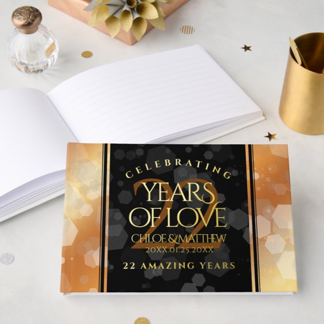 Elegant 22nd Copper Wedding Anniversary Foil Guest Book (Elegant 22nd Copper Wedding Anniversary Foil Guest Book Cover Photo)