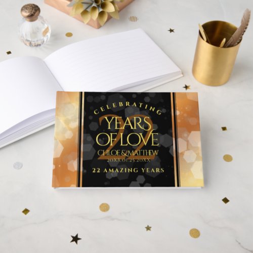 Elegant 22nd Copper Wedding Anniversary Foil Guest Book