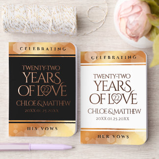 Elegant 22nd Copper Wedding Anniversary Foil Vow Books