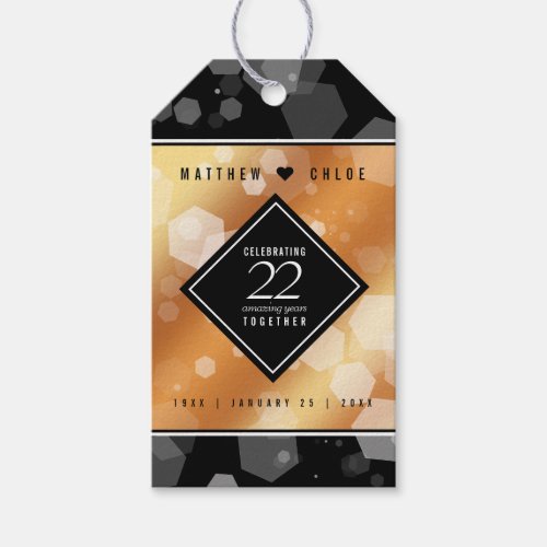 Elegant 22nd Copper Wedding Anniversary Gift Tags