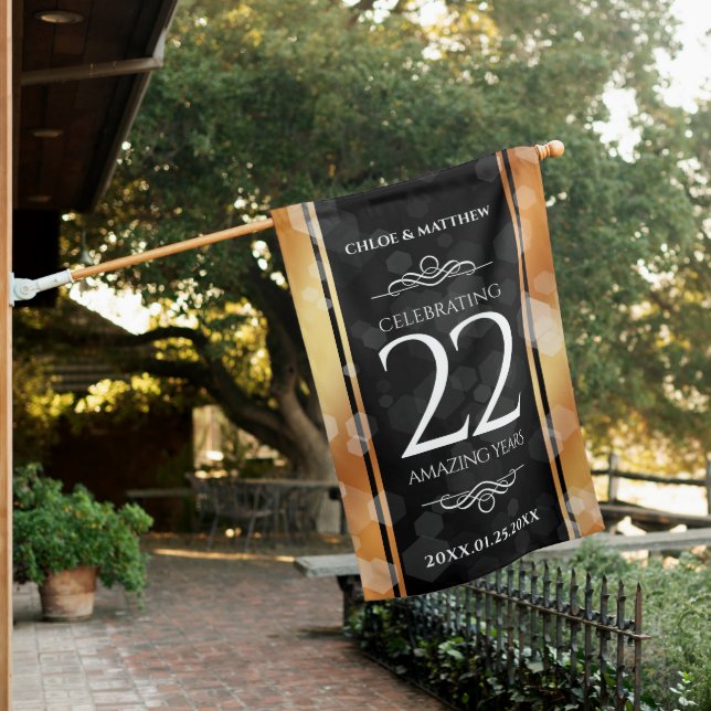 Elegant 22nd Copper Wedding Anniversary House Flag (In SItu)