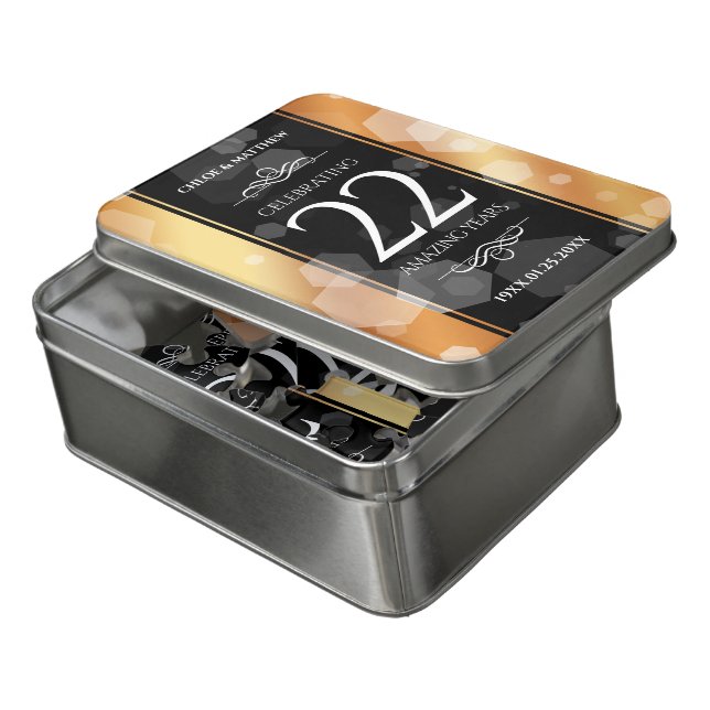Elegant 22nd Copper Wedding Anniversary Jigsaw Puzzle (Lid Open)