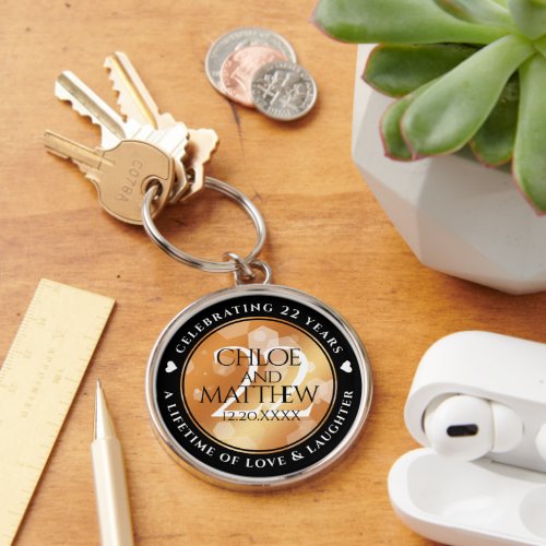 Elegant 22nd Copper Wedding Anniversary Keychain