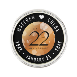 Elegant 22nd Copper Wedding Anniversary Lapel Pin