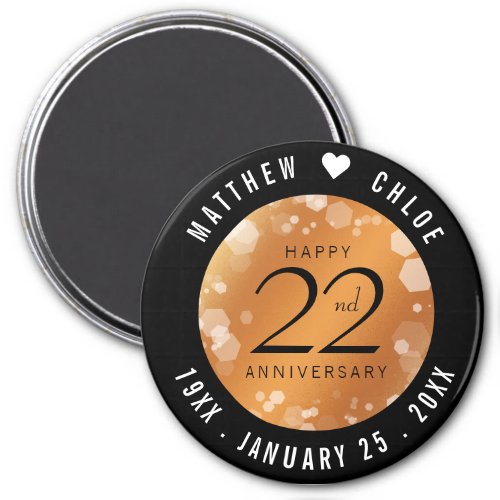 Elegant 22nd Copper Wedding Anniversary Magnet