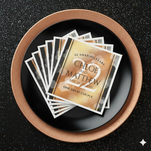 Elegant 22nd Copper Wedding Anniversary Paper Dinner Napkins (Elegant 22nd Copper Wedding Anniversary Napkins Cover Photo)