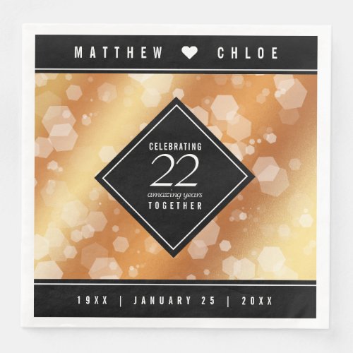 Elegant 22nd Copper Wedding Anniversary Paper Dinner Napkins