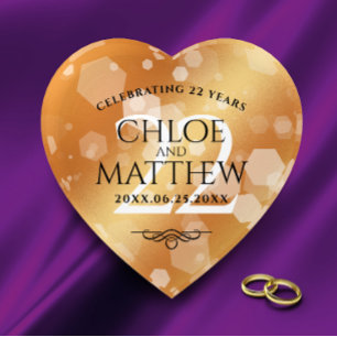 Elegant 22nd Copper Wedding Anniversary Paperweight