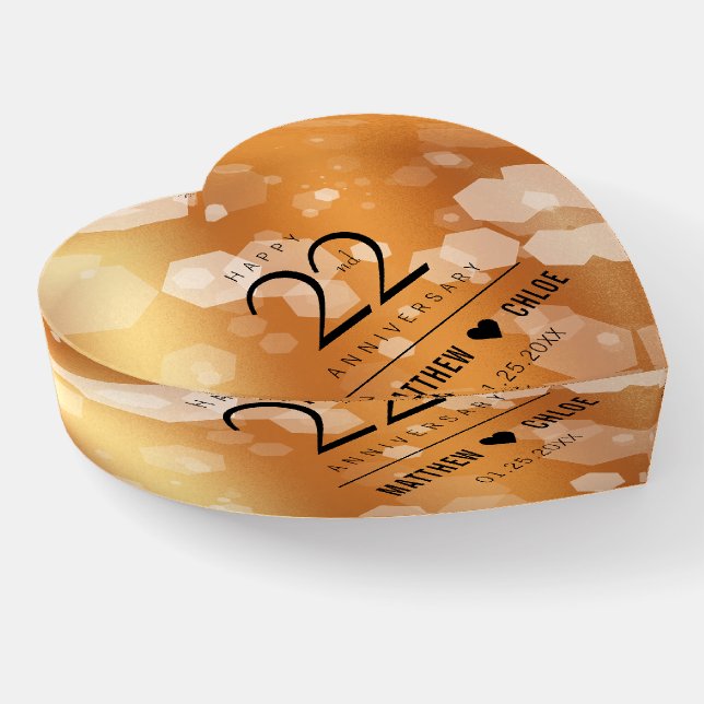 Elegant 22nd Copper Wedding Anniversary Paperweight (Angled)