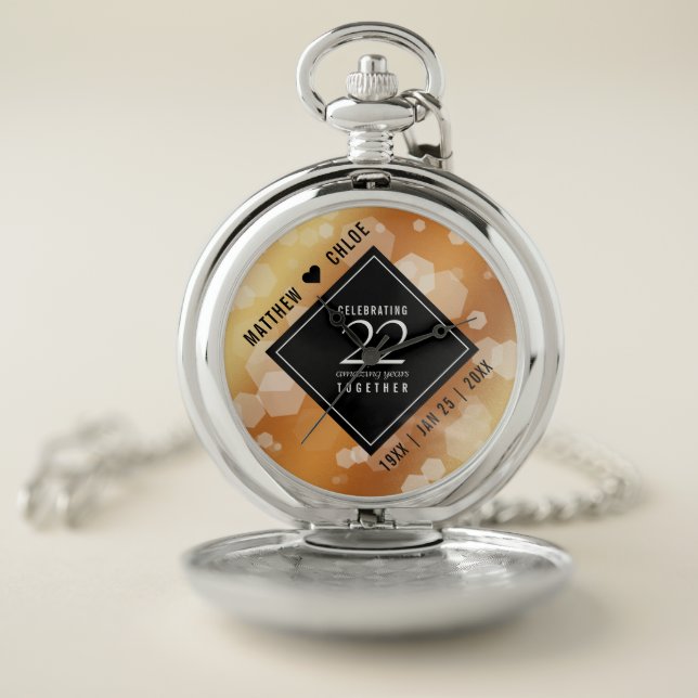 Elegant 22nd Copper Wedding Anniversary Pocket Watch (Inside)