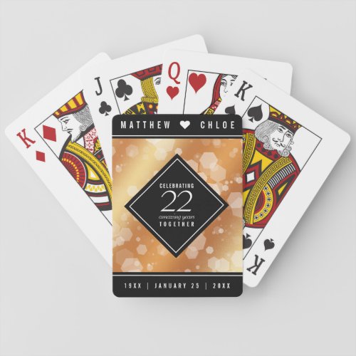 Elegant 22nd Copper Wedding Anniversary Poker Cards