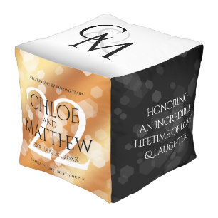 Elegant 22nd Copper Wedding Anniversary Pouf