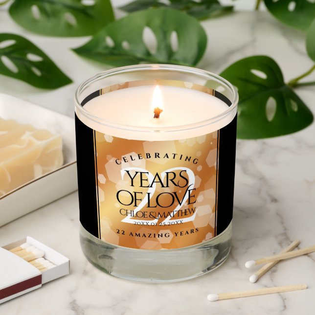 Elegant 22nd Copper Wedding Anniversary Scented Candle (Lit)