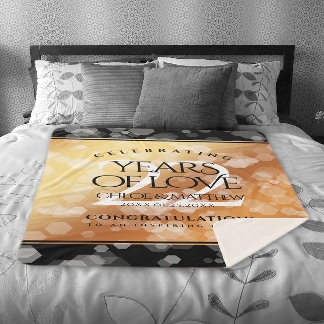 Elegant 22nd Copper Wedding Anniversary Sherpa Blanket (Elegant 22nd Copper Wedding Anniversary Sherpa Fleece Blanket Cover Photo.)