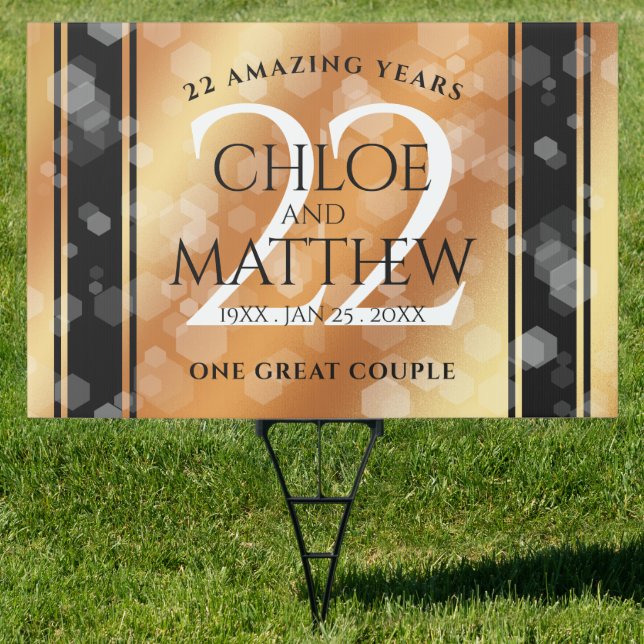 Elegant 22nd Copper Wedding Anniversary Sign (Insitu)