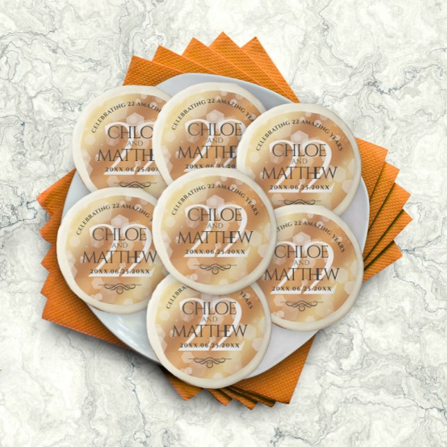 Elegant 22nd Copper Wedding Anniversary Sugar Cookie (Creator Uploaded)