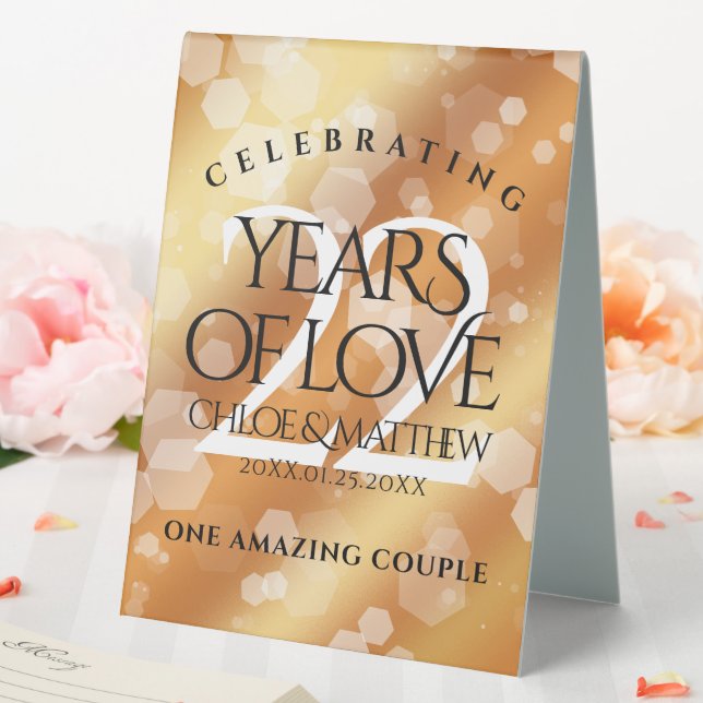 Elegant 22nd Copper Wedding Anniversary Table Tent (In SItu (Wedding))