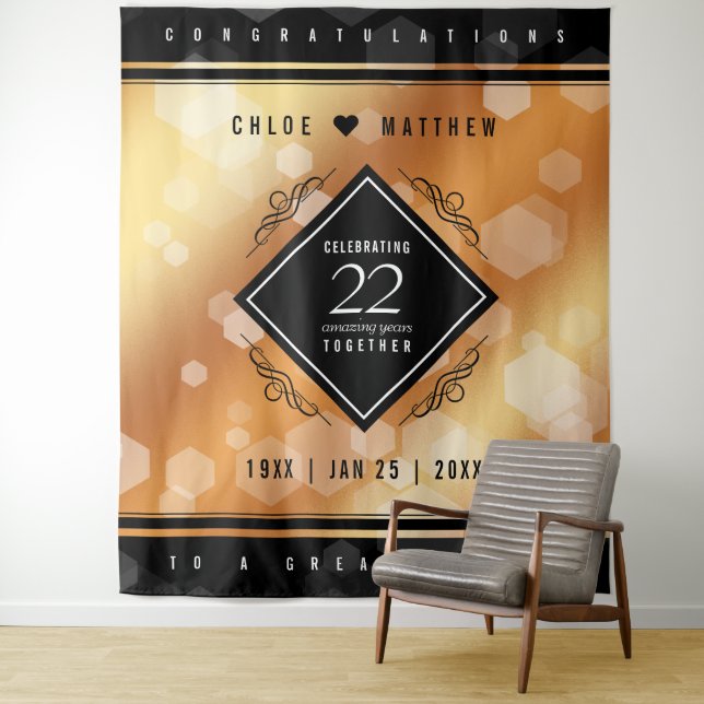 Elegant 22nd Copper Wedding Anniversary Tapestry (In Situ)