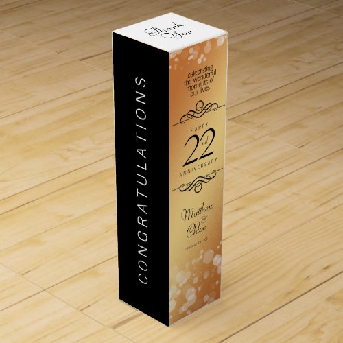 Elegant 22nd Copper Wedding Anniversary Wine Box