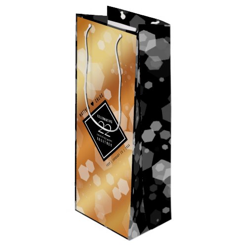 Elegant 22nd Copper Wedding Anniversary Wine Gift Bag