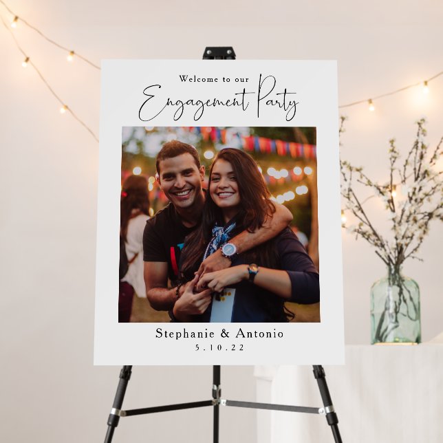 Elegant 22x28 Calligraphy Engagement Party Sign (In Situ (Stand))