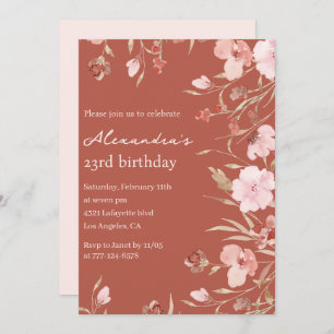Elegant 23rd birthday invitations Floral Chic