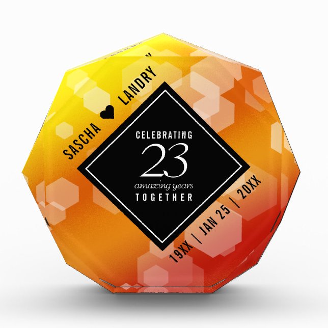 Elegant 23rd Imperial Topaz Wedding Anniversary Acrylic Award (Front)
