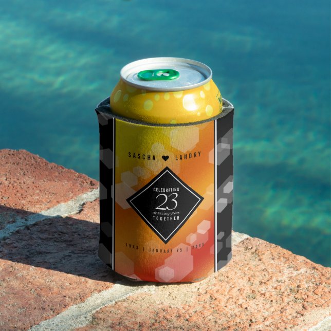 Elegant 23rd Imperial Topaz Wedding Anniversary Can Cooler (In Situ Pool)