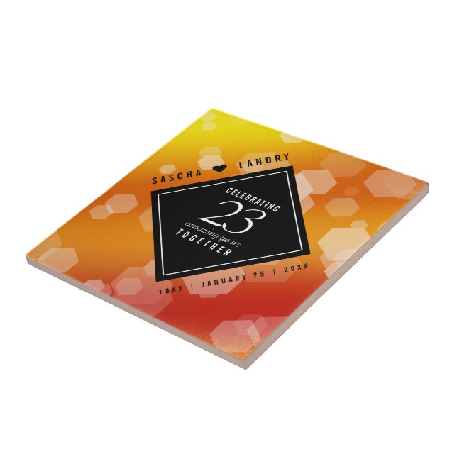 Elegant 23rd Imperial Topaz Wedding Anniversary Ceramic Tile (Side)